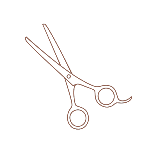 Simple line drawing of professional hairdressing scissors for a top salon in Fort Worth, Texas.